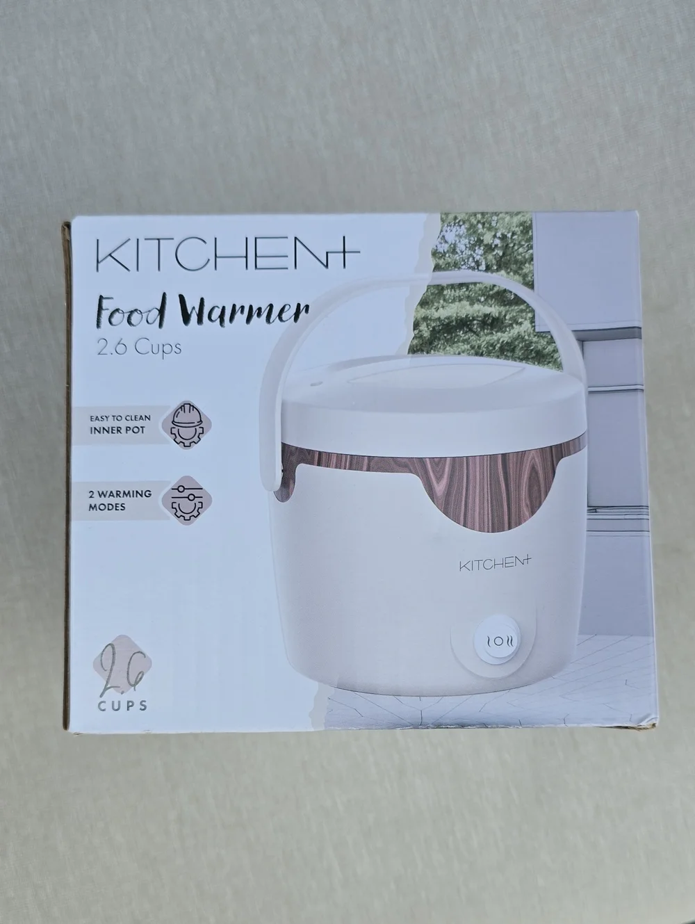 White & Wood Grain 2.6 Cup Food Warmer